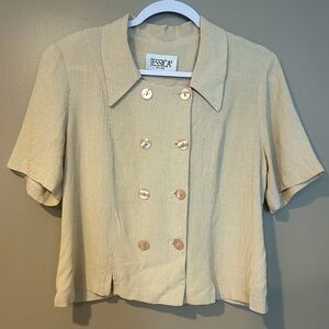 vintage butter yellow Double-Breasted lightweight academia retro Blazer